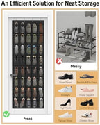 dodowin Over Door Shoe Organizers, 2 Pack, 40 Pockets Each, Black - Image 6