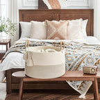 KAKAMAY Large Blanket Basket with Handles, Storage Basket for Living Room - Image 4