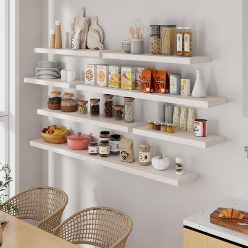 Fun Memories 55 Inch Long Floating Shelves for Wall, 55x9.3 Large Floating Shelf for Bedroom, Kitchen, Bathroom, Wall Mounted Rustic Wood Shelves with Invisible Bracket for Books, Decor, Brich - Image 6