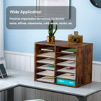 PAG-Mass Countertop Mail Sorter Organizer, Wooden Literature Organizer, Student Mailbox for Classroom, Desktop Bill Organizer for Office Home School, 12 Compartments, Antique Brown - Image 5