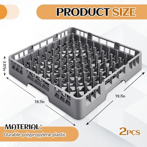 Aurelema 2 Pack Commercial Dishwasher Tray Rack, Peg Dish, Gray - Image 2