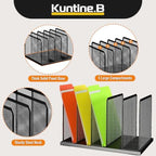 Kuntine.B Desk File Organizer Upright Mesh Desktop Organizer File Sorter Office Organization File Holder for Home, Office & Classroom (Black, 2 Pack 5-Section) - Image 4