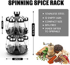 Revolving Spice Rack Organizer Countertop, Spinning Spice Storage Rack Tower Organizer with 12 Empty Jars, Rotating Spice Holder Shelf Seasoning Rack Shelf, Spice Seasoning Bottle Organizer - Image 6