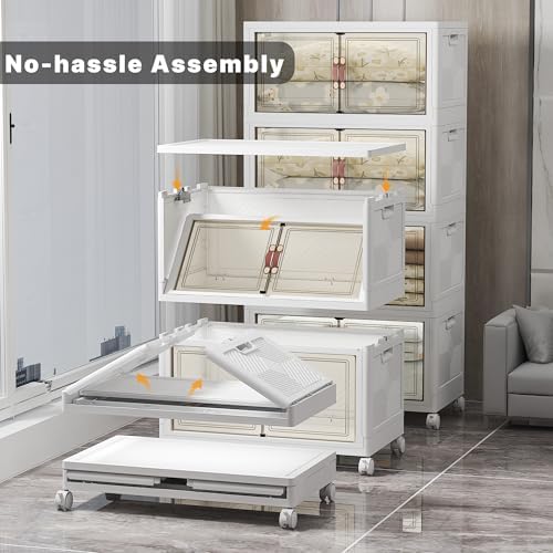UAMFURI 700QT Stackable Storage Bins with Lids, Storage Cabinet with Wheels - Image 4