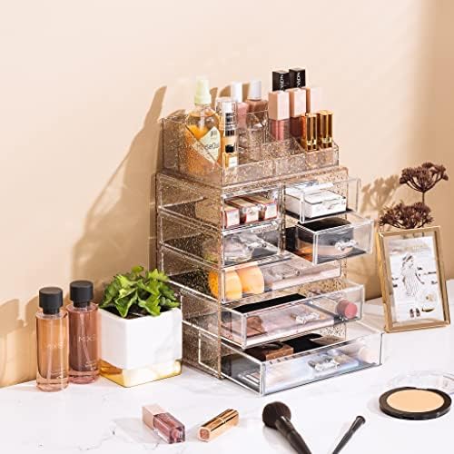 Sorbus Makeup Organizer, 7-Drawer Acrylic 2-Piece Set (Glitter) - Image 5