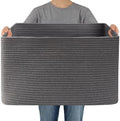 JMvicyroam 96L Large Woven Cotton Rope Blanket Basket, Grey by JMvicyroam