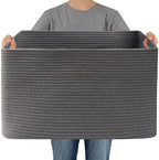 JMvicyroam 96L Large Woven Cotton Rope Blanket Basket, Grey by JMvicyroam