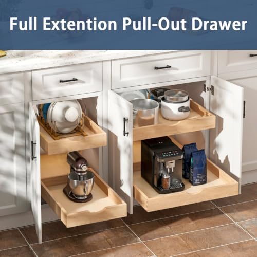 Pull Out Cabinet Drawers - 6x2 Size Options (12-23'W,18-21'D), Pre-Assembled with Soft Close Slides, Solid Beechwood, Easy Installation(23'W x 18'D) - Image 3