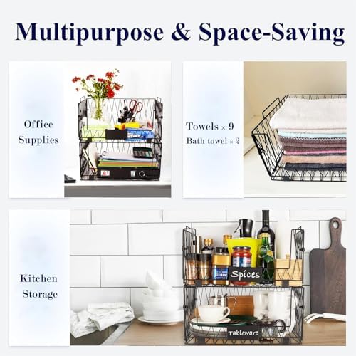 4 PACK XXL Stackable Wire Baskets for Pantry Organization and Storage - Image 2