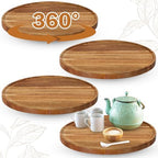 Kigley 4pcs Acacia Wood Lazy Susan Organizers Turntable for Cabinet, 12 Inch by Kigley