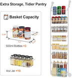 Delamu Narrow Over The Door Pantry Organizer, 8-Tier Metal Pantry Door Organization and Storage for Easy Install, Hanging Spice Rack Shelves, Door Organizer for Kitchen, 4.65"D x 13"W x 65"H, White - Image 4