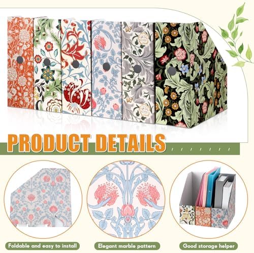 PerKoop 12 Pcs Decorative Magazine File Holders Foldable, Floral - Image 3