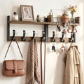 Delamu 29" Large Coat Rack Wall Mount with Shelf, 4 in 1 Shelf with 11 Hooks, Wooden Key and Mail Holder for Wall for Entryway, Living Room and Bedroom, Brown by DELAMU