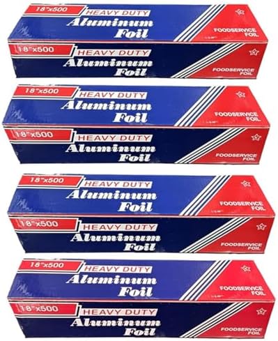 Heavy-Duty Aluminum Foil, 4-Pack Foil Roll (18" x 500") by Unknown