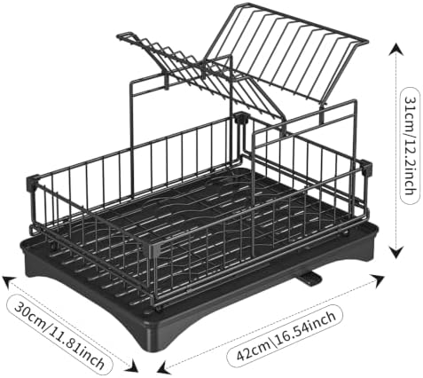 2-Tier Large Dish Drying Rack for Kitchen Counter, Dish Rack Auto Drain - Image 2
