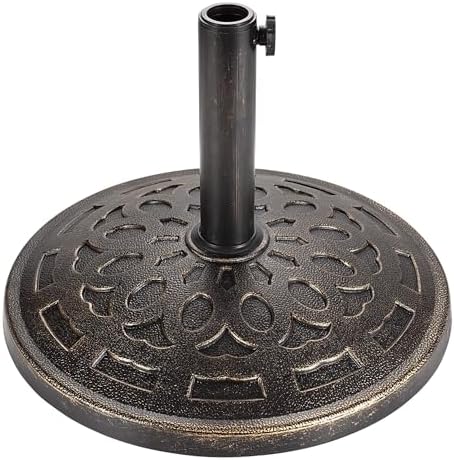 Patio Umbrella Stand - 31 lbs 18.9" Heavy Duty Outdoor Umbrella Base Stand, Market Umbrella Holder for Garden, Backyard, Pool, Beach, No Water or Sand Required, Round Bronze by AckMizz