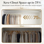 HOUSE DAY Ivory Velvet Hangers 50 Pack, Non Slip Clothes Hangers 17.25 inch - Image 4