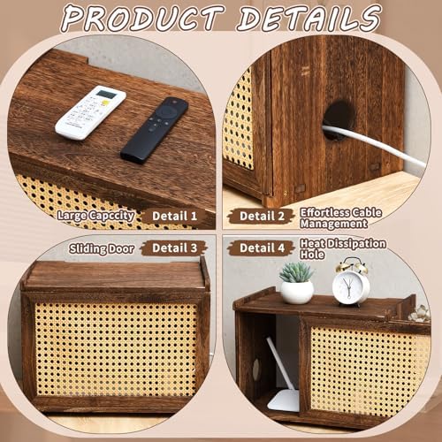 Wi-Fi Router Box Hider, Synthetic Rattan Decor, Wood - Image 5