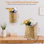 2 Pack Woven Hanging Basket Set, Wicker Wall Baskets Handmade Seagrass Planters for Front Door, Garden, Farmhouse Home Decor - Image 2