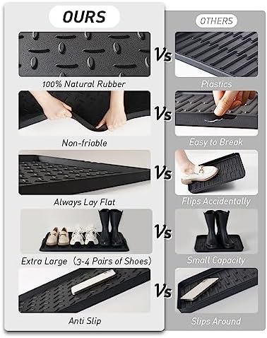 SUPENUIN Extra Large Boot Tray 48 Inch Boot Storage Heavy Duty Rubber Mats for Floor Waterproof Shoe Mat Tray for Entryway Multi Use Shoe Rug 16x47.5 Inches - Image 5