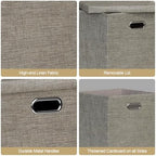 Posprica Storage Bins with Lids,13×13×13 Foldable Storage Cube Baskets Boxes Fabric Drawers for Closet Shelf Cabinet Bookcase,Set of 4,Coffee - Image 3