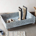 Vivaterra Galvanized Steel Rolling Boot Tray, Gray - Image 5