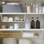 Tebery 4 Pack White Under Shelf Wire Basket Hanging Storage Baskets, Under Cabinet Add-on Storage Racks Slide-in Baskets Organizer for Kitchen Pantry Desk Bookshelf - Image 6