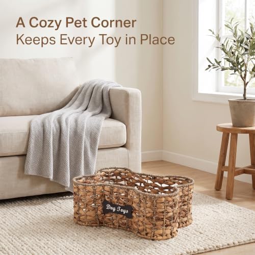 dog bone basket dog toy box Natural Seagrass & Rush Grass - Image 7