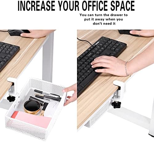Under Desk Drawer, Clamp on Desk Organizer Hanging Desk Storage Under Table - Image 2