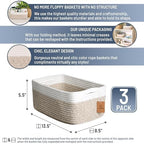 NaturalCozy 13.5”x8.5”x5.5” Storage Baskets for Shelves 3 Pack | Cotton Rope Woven Small Baskets for Organizing | Small Storage Bins for Nursery, Bathroom, Closet, Cube Shelf, Decorative, Gift - Image 2