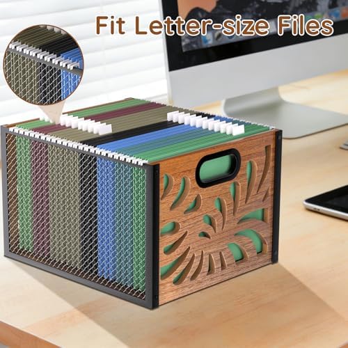 Wood File Box,Hanging File Organizer,File Storage Box Bin for Letter Size - Image 2