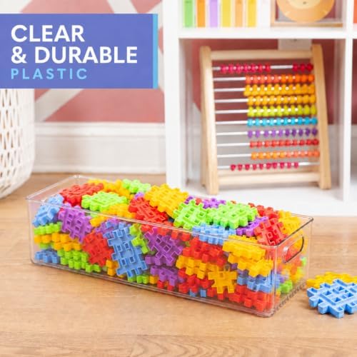 primebox Plastic Food Storage 6 Pack Clear Container Bin with Handles for Organizing Kitchen, Pantry, Refrigerator, Freezer, Pantry, Cabinet, Closet, Bathroom. 20”x8”x5” - Image 4