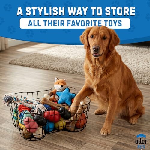 OtterPets Metal Dog Toy Basket Bone Shaped Indestructible Dog Toy Bin 17x13 - Image 6