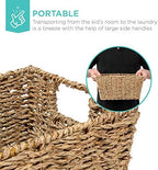 Best Choice Products Rustic Set Of 4 Multipurpose Stackable Seagrass Storage Basket, Handwoven Laundry Organizer Totes for Bedroom and Living Room, Shelves, Pantry w/Insert Handles - Natural - Image 4