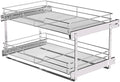 JOWBOOW 2-Tier Pull Out Cabinet Organizer, 26" W x 22" D, Chrome by JOWBOOW