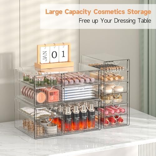 DOMNIU Acrylic Makeup Drawer Storage Organizer with 13 Drawers, 3 Set - Image 2