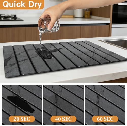 Stone Dish Drying Mat for Kitchen - Upgrade Counter Mats Quick Dry - Image 2