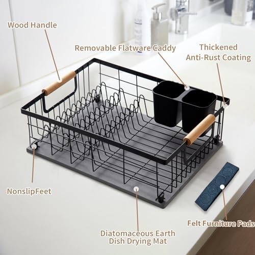 Stone Dish Drying Rack,Stainless Steel Frame & Diatomaceous Earth Dry Mat - Image 2