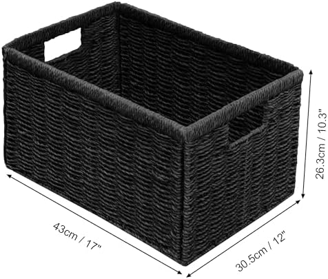Vagusicc 2 Packs Large Wicker Storage Basket, Closet Storage Baskets Bins for Shelves, Decorative Collapsible Baskets for Organizing Clothes Toy Nursery Bathroom Organizers and Storage, Black - Image 2