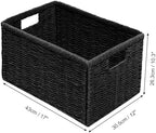Vagusicc 2 Packs Large Wicker Storage Basket, Closet Storage Baskets Bins for Shelves, Decorative Collapsible Baskets for Organizing Clothes Toy Nursery Bathroom Organizers and Storage, Black - Image 2