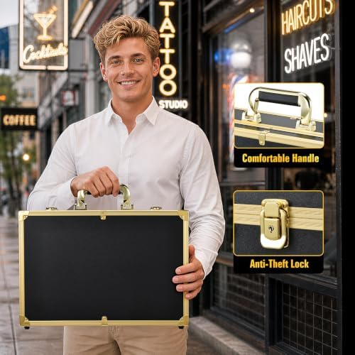 Yueieoun Barber Accessory Case with Mirror Barbers Briefcase Tool Case - Image 5