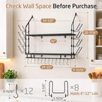 KES 30-Inch Pot Rack Wall Mounted, 8 Secure Lid Holders & 12 Sturdy Hooks - Image 6