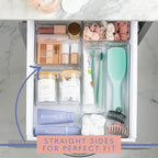 primebox Plastic Clear Drawer Organizers. Bathroom, Kitchen, Bedroom, Gadgets, Office Organizer Bins, Storage Trays. Heavy Duty, Stackable. 12" x 3" x 2" Set of 6 - Image 2