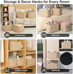 ICERZCZ Rope Storage Baskets for Organizing, 15x11x9 Mixed Brown 4 Packs - Image 4