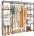 Neprock Portable Closet Wardrobe, Metal Clothing Rack with 8 Shelves & 1 Hang Rod, Free Standing Closet Rack for Hanging Clothes Closet Organizers and Storage, 63"*63"*12", Black by Neprock