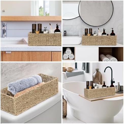 Seagrass Handwoven Storage Baskets, Toilet Tank Topper for Bathroom, 2Pack - Image 5