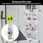 Orimade Over the Door Shower Caddy Adjustable 5 Tier Black,Bathroom Hanging Organizer Shelf Rustproof with 4 Hooks,Shower Basket with Soap Holder and Suction Cup, White - Image 6