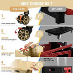 Rolling Shopping Cart with Wheels,Folding Utility Cart for Grocery,Durable Heavy Duty Collapsible Crate Rubber Tool Box with Magnetic Lid/Telescopic Cover for Office/Teachers Tote Basket/Travel - Image 7