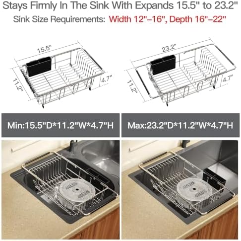 MAJALiS Expandable Dish Drying Rack Over Sink with Anti-Slip Grip - Image 3