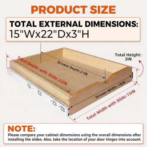 Pull Out Drawers for Cabinet Wood 15" W x 22" D Slide Out Organizer - Image 2
